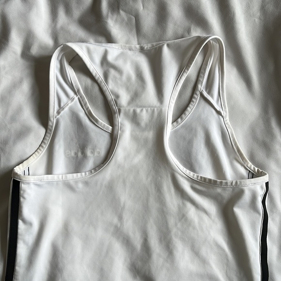 White adidas racer back running tank with black stripes - Picture 3 of 5